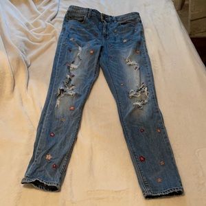 Flower ripped lucky brand jeans